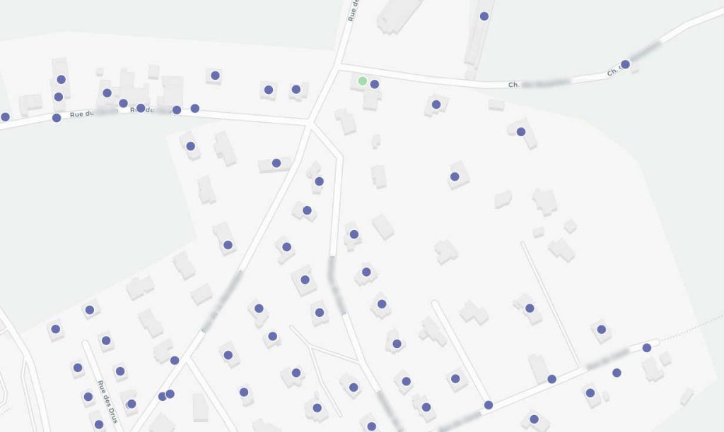Carte ARCEP (bleu la fibre / vert l'adsl) : ma maison c'est le point vert !