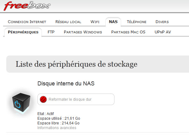 Formatage DD NAS