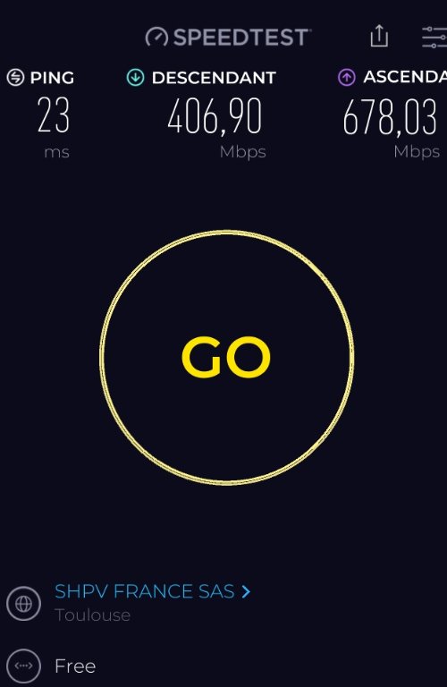 resultat direct speed test appli relié directement à la box RJ 45 cat 8.jpg