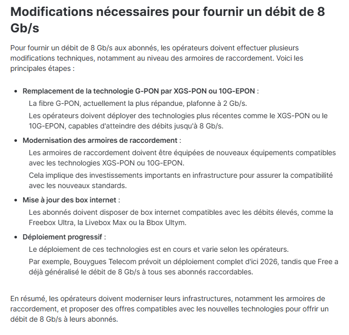 Modification nécessaire debits 8Gb/s