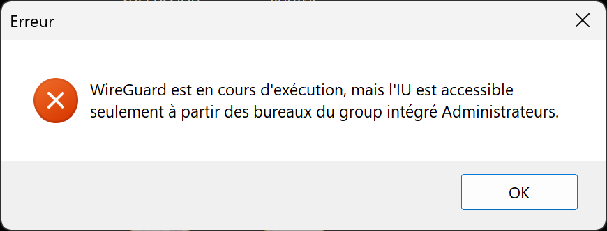 Message erreur