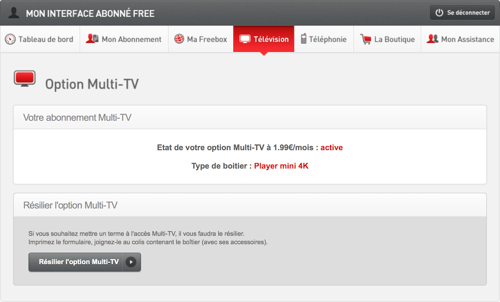 État du multi-tv