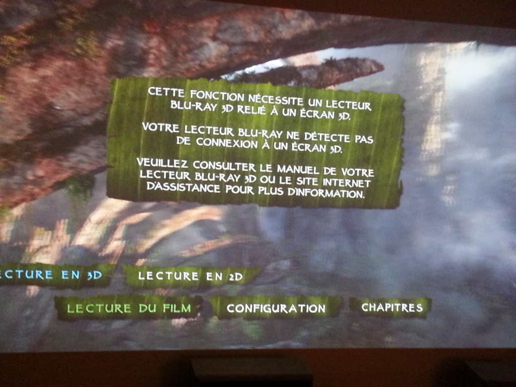 photo de la projection du menu et du message