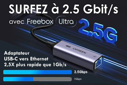 Adaptateur USB C vers RJ45 Ethernet 2.5G Gigabit